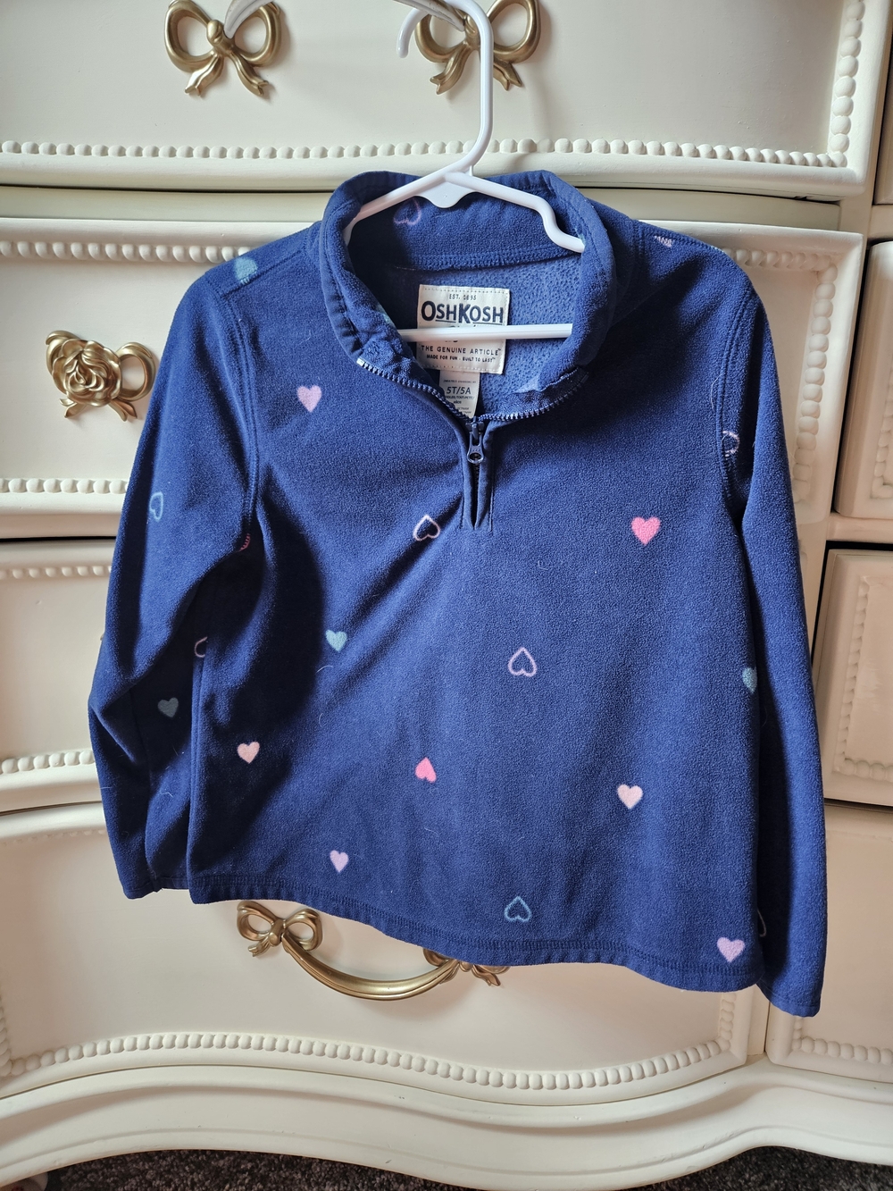 OshKosh B'gosh Navy Half-Zip Fleece Pullover with Heart Print